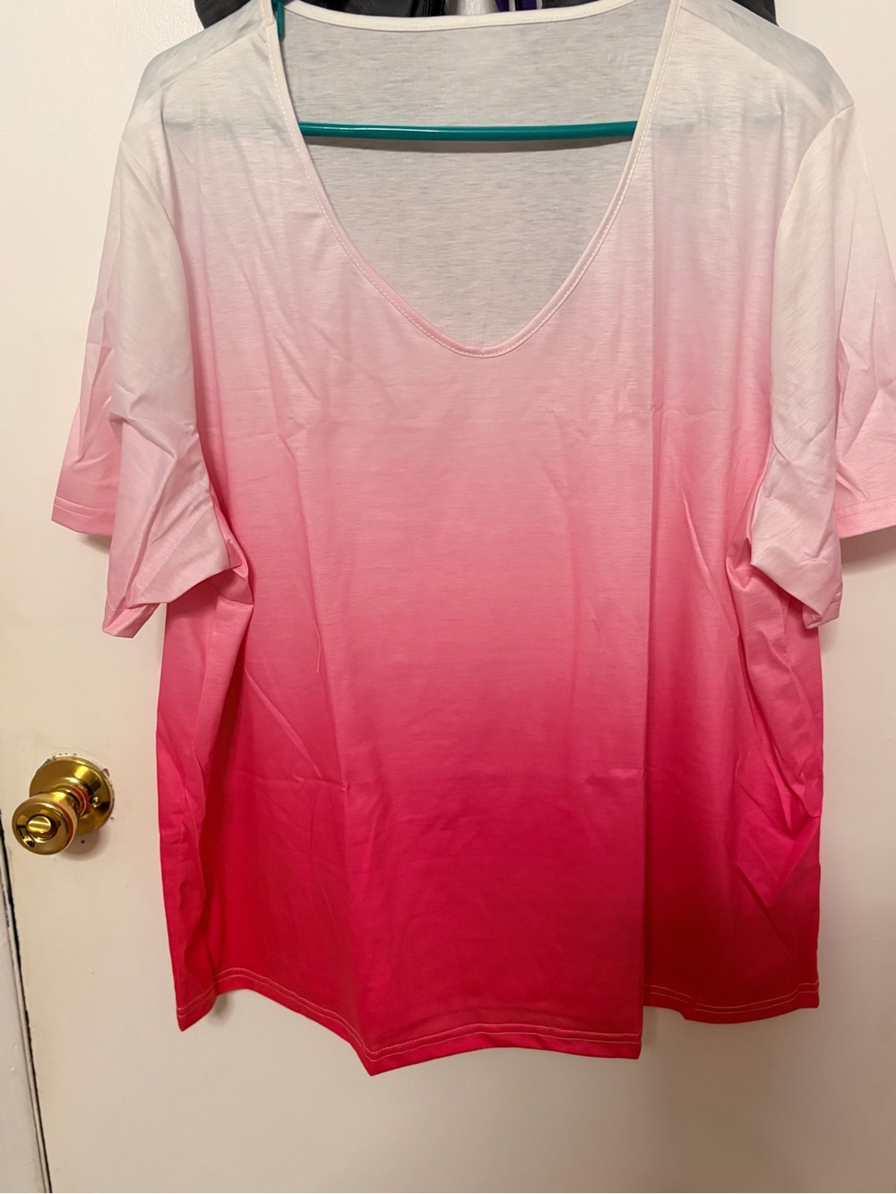 Ombre V-Neck Pink Gradient Blouse